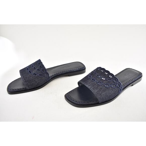 Hermes Sandales Gaelle Blue Denim Jeans Oran Slide Sandal Flat Flip Flop 39.5 - Picture 15 of 16